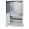 Schäfer Shop Genius materiaalkast FS, 5 OH, afsluitbaar, geperforeerde roosterwanden/2 laden/2 legborden, tot 450 kg, B 1055 x D 520 x H 1950 mm, lichtgrijs/lichtgrijs + gratis inzetbakset-24 st.
