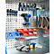 Schäfer Shop Genius materiaalkast FS, 5 OH, afsluitbaar, geperforeerde roosterwanden/2 laden/2 legborden, tot 450 kg, B 1055 x D 520 x H 1950 mm, lichtgrijs/lichtgrijs + gratis inzetbakset-24 st.