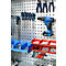 Schäfer Shop Genius materiaalkast FS, 5 OH, afsluitbaar, geperforeerde roosterwanden/2 laden/2 legborden, tot 450 kg, B 1055 x D 520 x H 1950 mm, lichtgrijs/lichtgrijs + gratis inzetbakset-24 st.