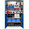 Schäfer Shop Genius materiaalkast FS, 5 OH, afsluitbaar, geperforeerde roosterwanden/3 legborden, tot 450 kg, B 1055 x D 520 x H 1950 mm, aluminium wit/ gentiaanblauw