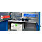 Schäfer Shop Genius materiaalkast FS, 5 OH, afsluitbaar, geperforeerde roosterwanden/3 legborden, tot 450 kg, B 1055 x D 520 x H 1950 mm, aluminium wit/ gentiaanblauw