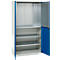 Schäfer Shop Genius materiaalkast FS, 5 OH, afsluitbaar, geperforeerde roosterwanden/3 legborden, tot 450 kg, B 1055 x D 520 x H 1950 mm, lichtgrijs/gentiaanblauw