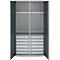 Schäfer Shop Genius Materialschrank FS, 5 OH, abschließbar, 4 Fachböden/12 Schübe, bis 450 kg, B 1055 x T 520 x H 1950 mm, Stahl, weißalu/anthrazitgrau