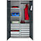 Schäfer Shop Genius Materialschrank FS, 5 OH, abschließbar, 4 Fachböden/12 Schübe, bis 450 kg, B 1055 x T 520 x H 1950 mm, Stahl, weißalu/anthrazitgrau