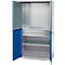 Schäfer Shop Genius Materialschrank FS, 5 OH, abschließbar, Lochrasterwände/2 Schübe/2 Fachböden, bis 450 kg, B 1055 x T 520 x H 1950 mm, weißalu/enzianblau + Gratis Einsatzkastenset-24 tlg.