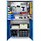 Schäfer Shop Genius Materialschrank FS, 5 OH, abschließbar, Lochrasterwände/2 Schübe/2 Fachböden, bis 450 kg, B 1055 x T 520 x H 1950 mm, weißalu/enzianblau + Gratis Einsatzkastenset-24 tlg.