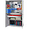 Schäfer Shop Genius Materialschrank FS, 5 OH, abschließbar, Lochrasterwände/2 Schübe/2 Fachböden, bis 450 kg, B 1055 x T 520 x H 1950 mm, weißalu/weißalu + Gratis Einsatzkastenset-24 tlg.