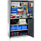 Schäfer Shop Genius Materialschrank FS, 5 OH, abschließbar, Lochrasterwände/3 Fachböden, bis 450 kg, B 1055 x T 520 x H 1950 mm, weißalu/anthrazitgrau