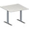 Schäfer Shop Genius Mesa adicional MODENA FLEX, ajustable en altura, cuadrada, pata en T de tubo rectangular, An 1000 x P 1000 mm, gris luminoso