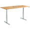 Schäfer Shop Genius Mesa de conferencias MODENA FLEX, conexión de 6 vías, regulable eléctricamente en altura, barco, pie en T, ancho 2000 x alto 645-1290 mm, haya/aluminio blanco + panel de memoria