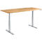 Schäfer Shop Genius Mesa de conferencias MODENA FLEX, regulable en altura eléctricamente, barco, pie en T, ancho 2000 x alto 645-1290 mm, haya/aluminio blanco + panel de memoria