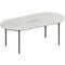 Schäfer Shop Genius Mesa de reuniones MODENA FLEX, ajustable en altura, cuadro de conexión de 3 tomas, forma ovalada, 4 patas de tubo redondo, 2000 x 1000 mm, gris luminoso