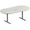 Schäfer Shop Genius Mesa de reuniones MODENA FLEX, ajustable en altura, cuadro de conexión de 3 tomas, forma ovalada, pata en T de tubo redondo, An 2000 x P 1000 mm, gris luminoso