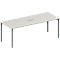 Schäfer Shop Genius Mesa de reuniones MODENA FLEX, ajustable en altura, cuadro de conexión de 3 tomas, forma rectangular, 4 patas de tubo redondo, An 2000 x P 800 mm, gris luminoso