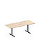 Schäfer Shop Genius Mesa de reuniones MODENA FLEX, ajustable en altura, cuadro de conexión de 3 tomas, rectangular, pata en T, An 2000 x P 800 mm, acabado en arce