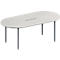 Schäfer Shop Genius Mesa de reuniones MODENA FLEX, ajustable en altura, cuadro de conexión de 6 tomas, forma ovalada, 4 patas de tubo redondo, 2000 x 1000 mm, gris luminoso