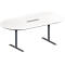 Schäfer Shop Genius Mesa de reuniones MODENA FLEX, ajustable en altura, cuadro de conexión de 6 tomas, forma ovalada, pata en T de tubo redondo, An 2000 x P 1000 mm, blanco