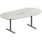 Schäfer Shop Genius Mesa de reuniones MODENA FLEX, ajustable en altura, cuadro de conexión de 6 tomas, forma ovalada, pata en T de tubo redondo, An 2000 x P 1000 mm, gris luminoso