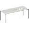 Schäfer Shop Genius Mesa de reuniones MODENA FLEX, ajustable en altura, cuadro de conexión de 6 tomas, forma rectangular, 4 patas de tubo redondo, An 2000 x P 800 mm, gris luminoso