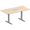 Schäfer Shop Genius Mesa de reuniones MODENA FLEX, ajustable en altura, cuadro de conexión de 6 tomas, forma rectangular, pata en T de tubo rectangular, An 1600 x P 800 mm, acabado en arce