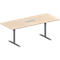 Schäfer Shop Genius Mesa de reuniones MODENA FLEX, ajustable en altura, cuadro de conexión de 6 tomas, forma rectangular, pata en T tubo redondo, An 2000 x P 800 mm, acabado en arce