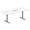 Schäfer Shop Genius Mesa de reuniones MODENA FLEX, ajustable en altura, cuadro de conexión de 6 tomas, forma rectangular, pata en T tubo redondo, An 2000 x P 800 mm, blanco