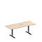 Schäfer Shop Genius Mesa de reuniones MODENA FLEX, ajustable en altura, cuadro de conexión de 6 tomas, rectangular, pata en T, An 2000 x P 800 mm, acabado en arce