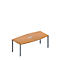 Schäfer Shop Genius Mesa de reuniones MODENA FLEX, ajustable en altura, forma de barca, 4 patas de tubo cuadrado, An 2000 x P 1000/800 mm, cuadro de conexión de 3 tomas, acabado en haya