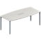 Schäfer Shop Genius Mesa de reuniones MODENA FLEX, ajustable en altura, forma de barca, 4 patas de tubo cuadrado, An 2000 x P 1000/800 mm, cuadro de conexión de 6 tomas, gris luminoso