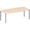 Schäfer Shop Genius Mesa de reuniones MODENA FLEX, ajustable en altura, forma de barca, 4 patas de tubo cuadrado, An 2000 x P 1000/800 mm, sin cuadro de conexión, acabado en arce