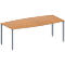 Schäfer Shop Genius Mesa de reuniones MODENA FLEX, ajustable en altura, forma de barca, 4 patas de tubo cuadrado, An 2000 x P 1000/800 mm, sin cuadro de conexión, acabado en haya