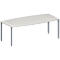 Schäfer Shop Genius Mesa de reuniones MODENA FLEX, ajustable en altura, forma de barca, 4 patas de tubo cuadrado, An 2000 x P 1000/800 mm, sin cuadro de conexión, gris luminoso