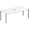 Schäfer Shop Genius Mesa de reuniones MODENA FLEX, ajustable en altura, forma de barca, 4 patas de tubo redondo, An 2000 x P 1000/800 mm, cuadro de conexión de 3 tomas, blanco