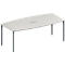 Schäfer Shop Genius Mesa de reuniones MODENA FLEX, ajustable en altura, forma de barca, 4 patas de tubo redondo, An 2000 x P 1000/800 mm, cuadro de conexión de 3 tomas, gris luminoso