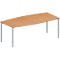 Schäfer Shop Genius Mesa de reuniones MODENA FLEX, ajustable en altura, forma de barca, 4 patas de tubo redondo, An 2000 x P 1000/800 mm, sin cuadro de conexión, acabado en haya