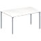 Schäfer Shop Genius Mesa de reuniones MODENA FLEX, ajustable en altura, forma de tonel, 4 patas de tubo redondo, An 1400 x P 1000 mm, blanco