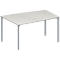 Schäfer Shop Genius Mesa de reuniones MODENA FLEX, ajustable en altura, forma de tonel, 4 patas de tubo redondo, An 1400 x P 1000 mm, gris luminoso