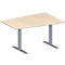 Schäfer Shop Genius Mesa de reuniones MODENA FLEX, ajustable en altura, forma de tonel, pata en T de tubo rectangular, An 1400 x P 1000 mm, acabado en arce