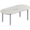 Schäfer Shop Genius Mesa de reuniones MODENA FLEX, ajustable en altura, forma ovalada, 4 patas de tubo cuadrado, An 2000 x P 1000 mm, cuadro de conexión de 6 tomas, gris luminoso