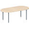 Schäfer Shop Genius Mesa de reuniones MODENA FLEX, ajustable en altura, forma ovalada, 4 patas de tubo cuadrado, An 2000 x P 1000 mm, sin cuadro de conexión, acabado en arce