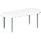 Schäfer Shop Genius Mesa de reuniones MODENA FLEX, ajustable en altura, forma ovalada, 4 patas de tubo cuadrado, An 2000 x P 1000 mm, sin cuadro de conexión, blanco