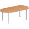 Schäfer Shop Genius Mesa de reuniones MODENA FLEX, ajustable en altura, forma ovalada, 4 patas de tubo redondo, 2000 x 1000 mm, acabado en haya