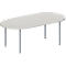 Schäfer Shop Genius Mesa de reuniones MODENA FLEX, ajustable en altura, forma ovalada, 4 patas de tubo redondo, 2000 x 1000 mm, gris luminoso