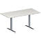 Schäfer Shop Genius Mesa de reuniones MODENA FLEX, ajustable en altura, forma rectangular, pata en T de tubo rectangular, An 1600 x P 800 mm, gris luminoso