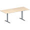 Schäfer Shop Genius Mesa de reuniones MODENA FLEX, ajustable en altura, forma rectangular, pata en T de tubo rectangular, An 1800 x P 800 mm, acabado en arce