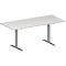 Schäfer Shop Genius Mesa de reuniones MODENA FLEX, ajustable en altura, forma rectangular, pata en T de tubo rectangular, An 1800 x P 800 mm, gris luminoso