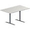 Schäfer Shop Genius Mesa de reuniones MODENA FLEX, ajustable en altura, forma rectangular, pata en T de tubo redondo, An 1400 x P 800 mm, gris luminoso