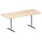 Schäfer Shop Genius Mesa de reuniones MODENA FLEX, ajustable en altura, forma rectangular, pata en T de tubo redondo, An 1800 x P 800 mm, acabado en arce