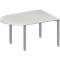 Schäfer Shop Genius Mesa de reuniones MODENA FLEX, ajustable en altura, forma redondeada, 4 patas de tubo cuadrado, An 1400 x P 1000 mm, gris luminoso