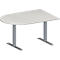 Schäfer Shop Genius Mesa de reuniones MODENA FLEX, ajustable en altura, forma semicircular, pata en T de tubo rectangular, An 1400 x P 1000 mm, gris luminoso